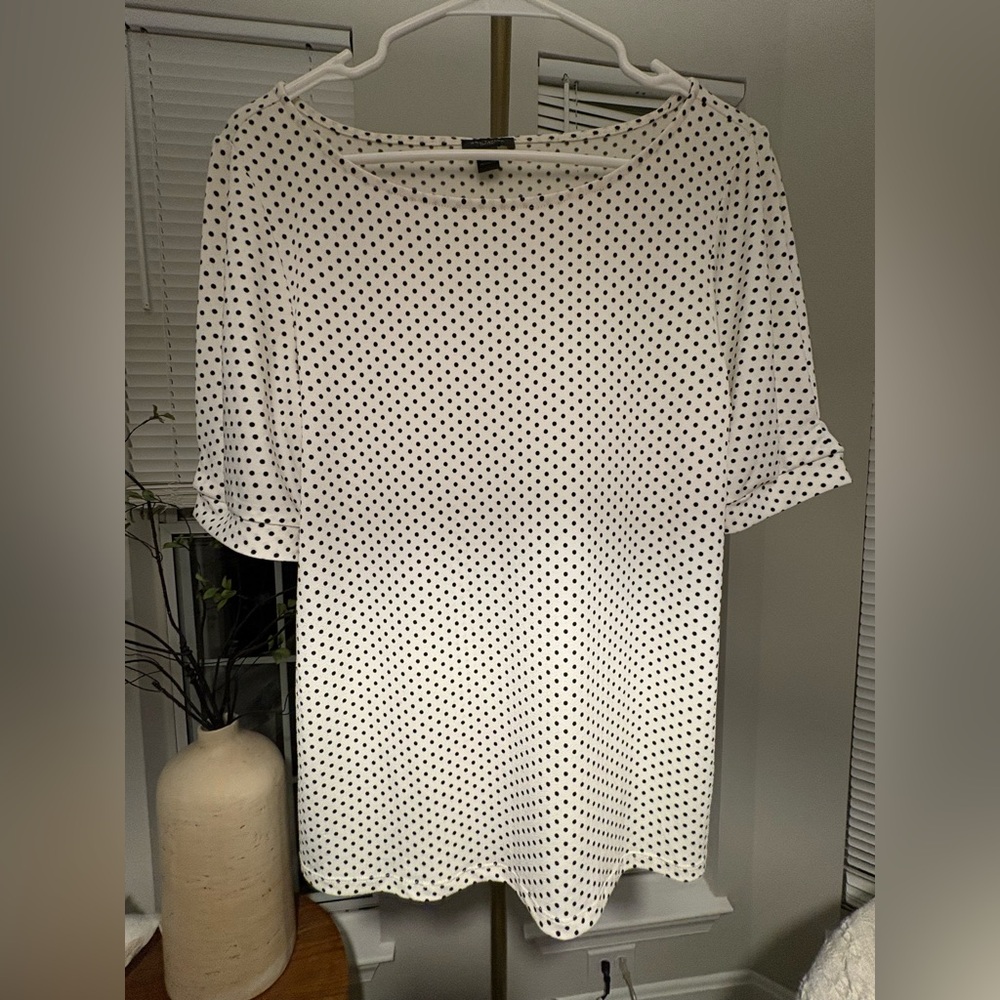 Ann Taylor Black and White Polka Dot Blouse
